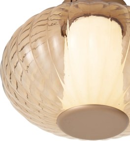 Candeeiro de Teto de Design Latão 28cm com Vidro Âmbar Incl. LED Dimerizável em 3 Níveis - Margherite