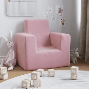 Sofá infantil de pelúcia rosa