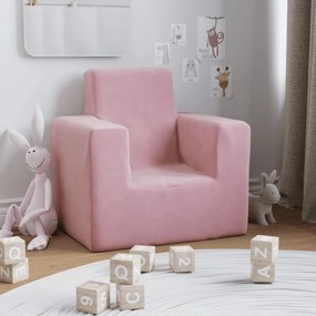 vidaXL Sofá infantil de pelúcia rosa