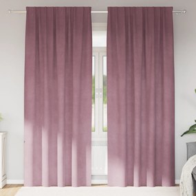 Cortinas Blackout vidaXL com fita superior 2 pcs Veludo Rosa Escuro