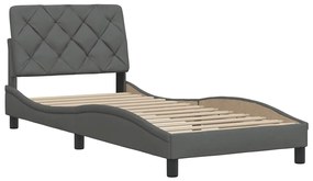 Estrutura de cama sem colchão 90x200 cm tecido cinzento-escuro