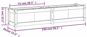Vaso/floreira de jardim 150x31x31cm madeira pinho maciça branco