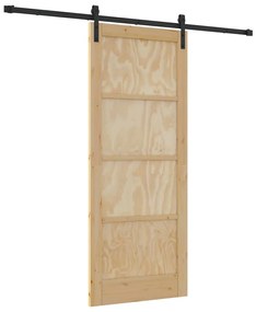 Porta Deslizante vidaXL com Kit de Ferragens 83x202 cm Madeira Maciça