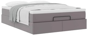 Estrutura de cama otomana com colchão 140x190 cm cinzenta