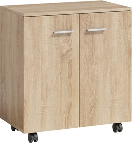 HOMCOM Aparador de Sala com Rodas 2 Portas e Prateleiras para Sala de Estar Quarto Escritório 60x35x65 cm Madeira | Aosom Portugal