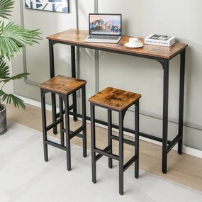 Conjunto de 2 bancos de bar com 71,5 cm de altura e estrutura metálica com apoio para os pés para sala de jantar Cozinha Pub Restaurante Castanho
