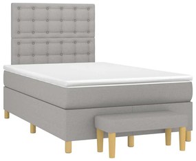 Cama boxspring com colchão 120x190 cm tecido cinzento-claro