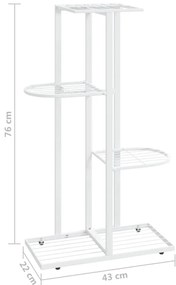 Suporte de vasos c/ 4 prateleiras 43x22x76 cm metal branco