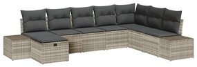 Conjunto de Sofá de Jardim de 8 Peças com Almofadas Cinza Claro Polira