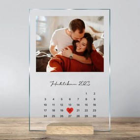 Calendário em vidro, data significativa com fotografia