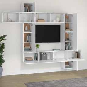 Conjunto móveis de TV 9 pcs madeira processada branco