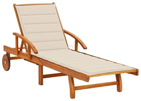 vidaXL Espreguiçadeira de jardim com almofadão madeira acácia maciça