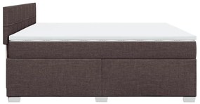 Cama com molas/colchão 200x200 cm tecido castanho-escuro