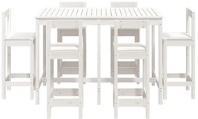 7 pcs conjunto de bar para jardim pinho maciço branco