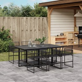 vidaXL 7 pcs conjunto de jantar para jardim vime PE preto