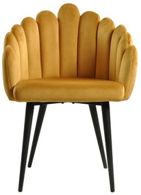Conjunto 2 Cadeirões Jantar DEVIN, metal, tecido veludo amarelo