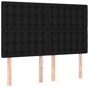 Estrutura de cama sem colchão 140x190 cm tecido preto