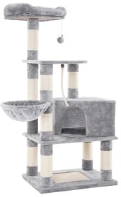 Arranhador do gato com torre alta 55 x 40 x 138 cm cinzento