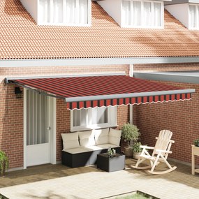 vidaXL Toldo Retrátil Manual com LED Laranja e Castanho 350x250 cm