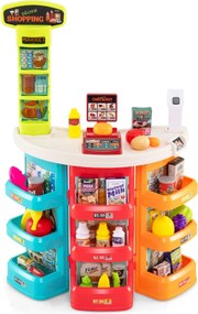 Conjunto de supermercado para crianças com carrinho de compras, balança e scanner com luz e som, 76 peças de alimentos e acessórios, jogo de encenação