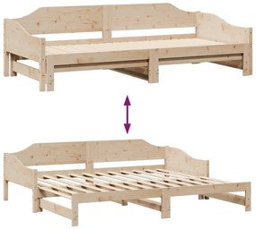 Sofá-cama com gavetão 80x200 cm madeira de pinho maciça