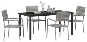 Conjunto de 5 peças para jardim em rattan sintético, na cor cinza.