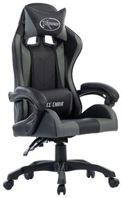 vidaXL Cadeira estilo corrida couro artificial cinzento