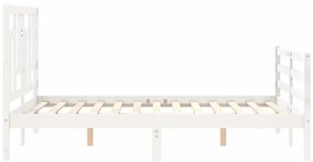 Estrutura de cama com cabeceira 120x200cm madeira maciça branco