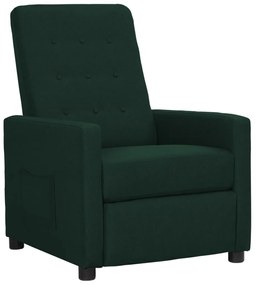 vidaXL Poltrona reclinável tecido verde-escuro