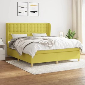 vidaXL Cama com molas/colchão 160x200 cm tecido verde