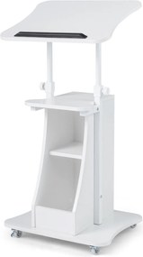 Pódio Móvel para Apresentações, 50 x 40 x 72-112 cm, Tampo Inclinável, Branco