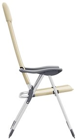 Cadeiras de campismo dobráveis 2 pcs alumínio creme