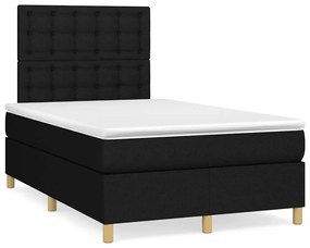 Cama box spring c/ colchão e LED 120x190 cm tecido preto