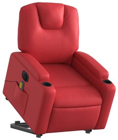 Poltrona reclinável elevatória elétrica couro artif. vermelho