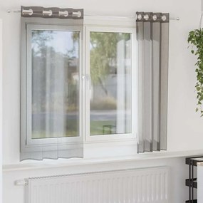 vidaXL Cortinas de voile com ilhós 2 pcs cinzento-escuro 140x140 cm
