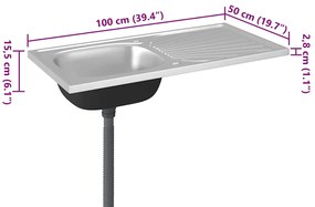 Lava-louça cozinha + escorredor aço inox prateado