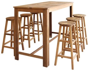 Conjunto mesa e bancos de bar 7 pcs madeira de acácia maciça