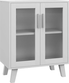 HOMCOM Aparador de 2 Portas Aparador de Sala com 2 Prateleiras Portas Transparentes para Cozinha e Entrada Branco 61x35x75 cm | Aosom Portugal
