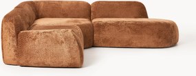 Sofá de canto modular em teddy-bouclé com chaise longue Wolke (4 lugares)