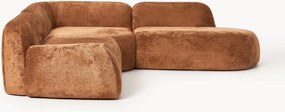 Sofá de canto modular em teddy-bouclé Wolke (4 lugares)