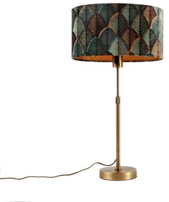 Candeeiro de mesa bronze com abajur oval de veludo com design de folha 35cm - Parte Moderno,Clássico / Antigo