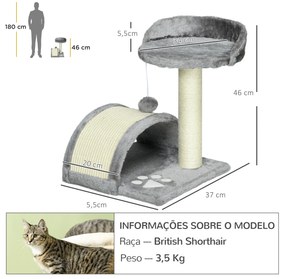 PawHut Arranhador para Gatos Pequena Altura 46 cm de 2 Níveis com Post