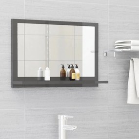 Espelho de casa de banho 60x10,5x37cm contrap. cinza brilhante