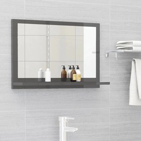 vidaXL Espelho de casa de banho 60x10,5x37cm contrap. cinza brilhante