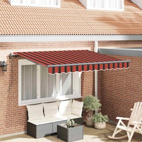 vidaXL Toldo Retrátil Manual Amarelo e Laranja e Branco