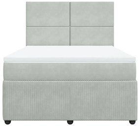 Cama com molas/colchão 140x190 cm veludo cinzento-claro