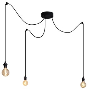 Candeeiro suspenso exterior preto 3 luzes IP44 - Cava