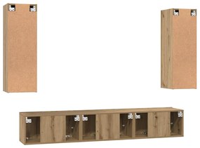 Conjunto de móvel de TV com prateleira 4 pcs carvalho artisiano