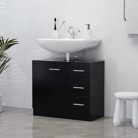 vidaXL Armário de lavatório 63x30x54 cm derivados de madeira preto