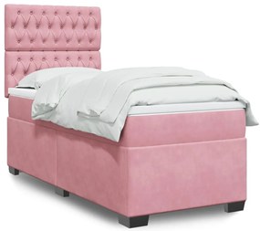 Cama com molas/colchão 90x200 cm veludo rosa